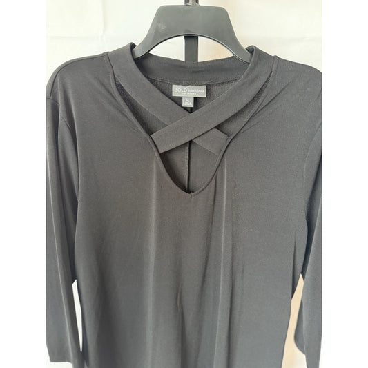 Bold Elements Black V-Neck Criss-Cross Blouse Sz XL