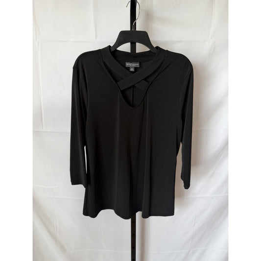 Bold Elements Black V-Neck Criss-Cross Blouse Sz XL