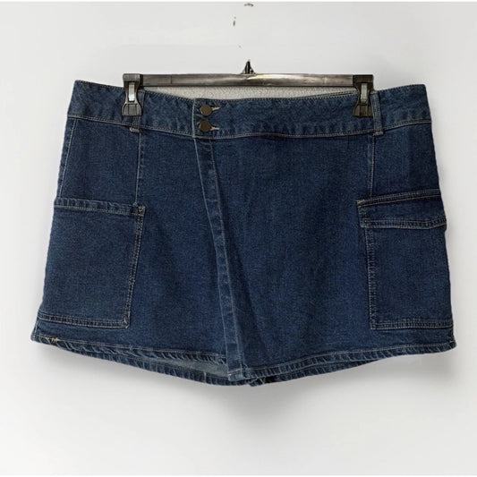 No Boundaries Denim Wrap Cargo Skort