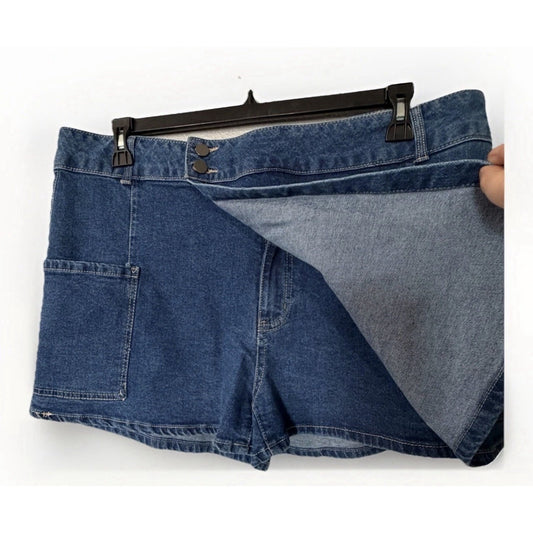 No Boundaries Denim Wrap Cargo Skort