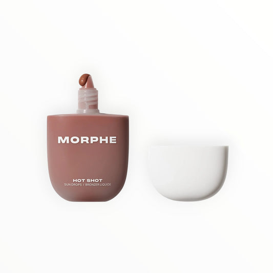 Triple H Treasures Morphe Hot Shot Sun Drops Bronzer Liquide in Sun Siren shade, a liquid bronzer with a warm, radiant finish.